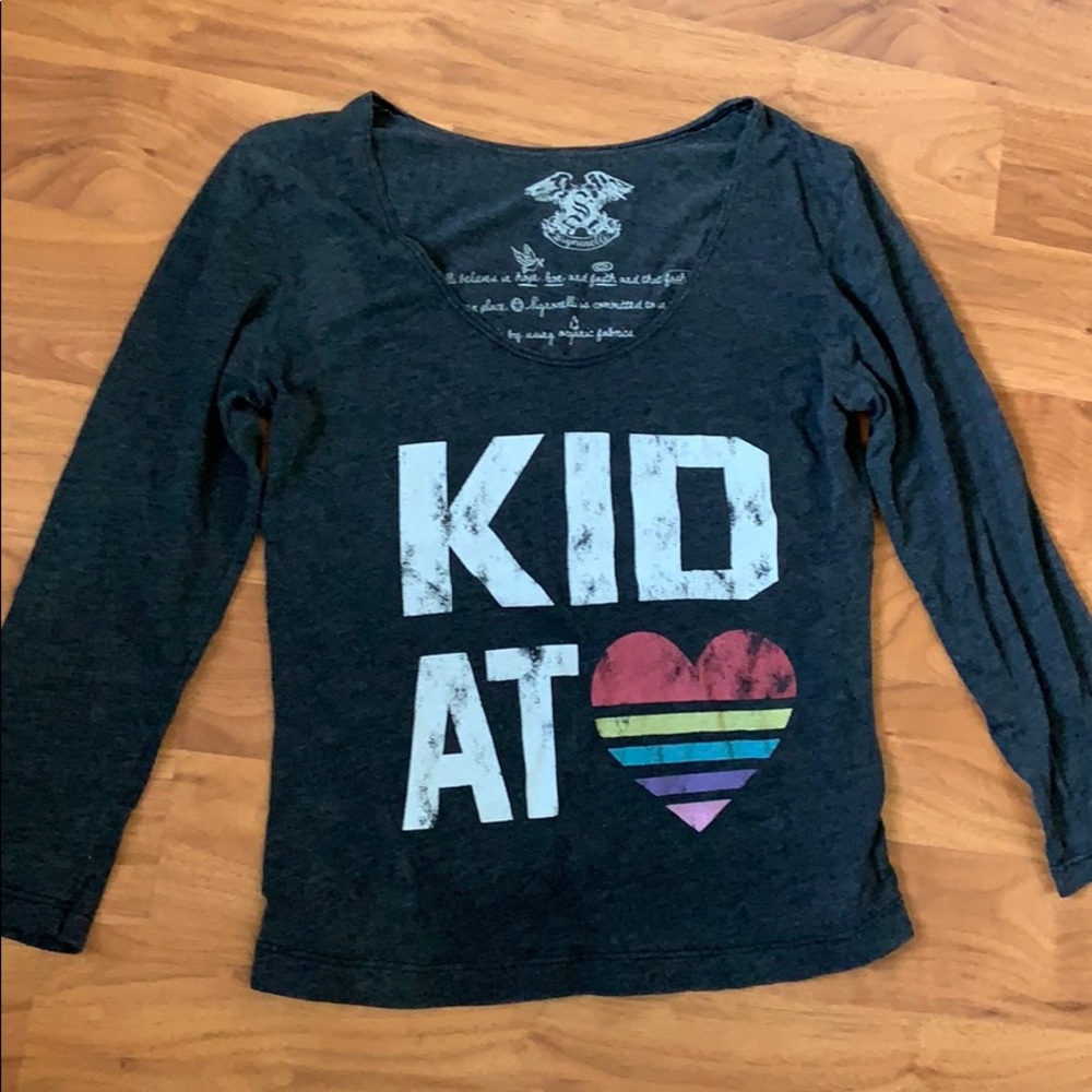 Signorelli Washed Black Scoop Neck Graphic Tee